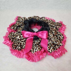 NWOT Fancy Frilly Children's Toddler Leopard Ruffled Tutu Skirt w Hot Pink trim